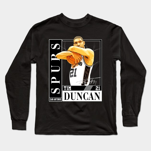 Tim Duncan The Big Fundamental Basketball Signature Vintage Retro 80s 90s Bootleg Rap Style Long Sleeve T-Shirt by CarDE